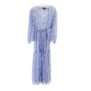 Express Light Blue Floral Sheer Duster